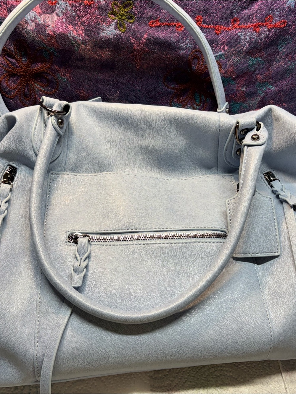 Light Blue Women’s vegan Leather Tote Bag